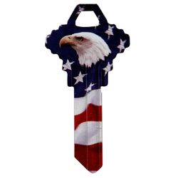 HILLMAN Wackey Flag & Eagle House/Office Universal Key Blank Single