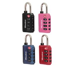 Master Lock 1-5/32 in. H X 1 3/8 in. W Steel 4-Dial Combination Luggage Lock