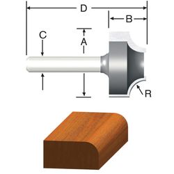 Vermont American 1 in. D X 1/4 in. X 1-13/16 in. L Carbide Tipped Ovolo Router Bit