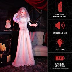 Haunted Hill Farm 5.5 ft. Standing Double Face Bride Animatronic