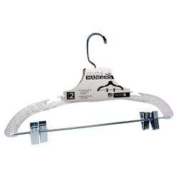 ClosetSelect Plastic Clear Suit Hanger with Clips 2 pk