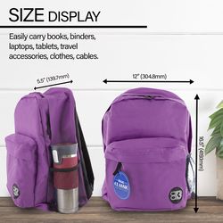 Bazic Products Classic Collection Purple Backpack 17 in. H X 6 in. W