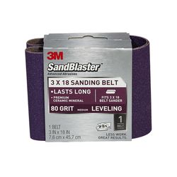 3M Sandblaster 18 in. L X 3 in. W Ceramic Sanding Belt 80 Grit Medium 1 pk