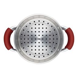 Rachael Ray Aluminum Stock Pot w/Steamer 3 qt Red