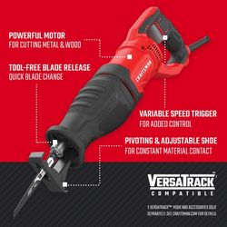 CRAFTSMAN 7.5 amps Corded Brushed Reciprocating Saw Tool Only