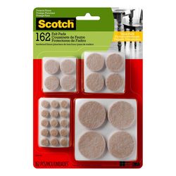 3M Scotch Felt Self Adhesive Protective Pad Beige Round Assorted in. W 162 pk