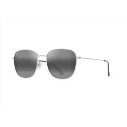 Maui Jim Olali AF Sunglasses Unisex Shiny Silver w/Black Frame Neutral Grey Lens Polarized
