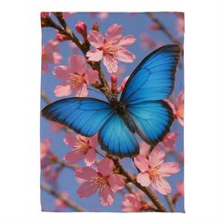 Evergreen Butterfly and Cherry Blossom  Garden Flag 18 in. H X 12.5 in. W