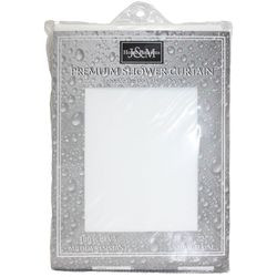 J & M Home Fashions 70 in. H X 72 in. W White Solid Shower Curtain PEVA