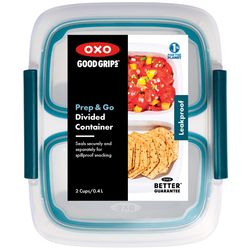 OXO Good Grips 2 cups White and Blue Dual Compartment Food Storage 1 pk
