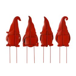 Glitzhome Valentine's Love Gnome Yard Stake Iron 4 pc