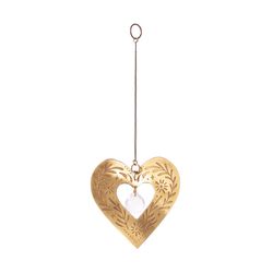 Matr Boomie Antique Gold Glass/Metal 0.25 in. H X 3.75 in. L X 3.75 in. W Cutout Heart Engraved Sunc