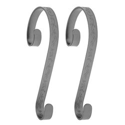 Haute Decor Pewter Scrolls - Embossed Holly Stocking Holder 6.2 in.