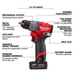 Milwaukee M12 FUEL Hammer Drill Kit w Inflator Bundle
