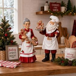 Gerson Assorted Mr. & Mrs. Chef Santa Clause Figurine 12 in.