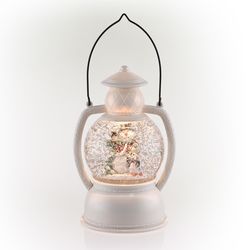 Alpine White Snowman Lantern Snowglobe