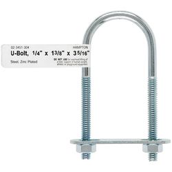 Hampton 1/4 in. S X 1-3/8 in. W X 3-3/8 in. L Coarse Zinc-Plated Steel U-Bolt