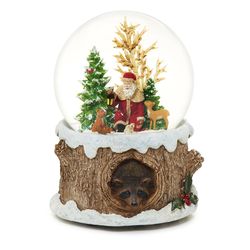 Roman Glitter Dome Multicolored Santa with Animals Figurine 5.5 in.