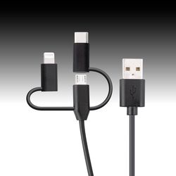Monster Just Hook It Up Lightning to USB and Micro to USB Charge and Sync Cable Assortment 3 ft. Bla