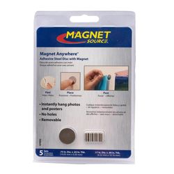 Magnet Source Magnet Anywhere .75 in. L X .75 in. W Silver Adhesive Discs w Magnets Disc Magnets 1.4