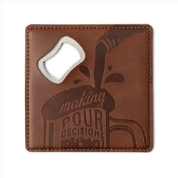 Brodeo Drive Brown Vegan Leather Making Pour Decisions Bottle Opener Coaster