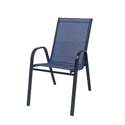 Living Accents Blue Sling Black Steel Frame Stackable Dining Chair