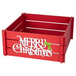 Glitzhome Red Merry Christmas Tree Collar 12 in.