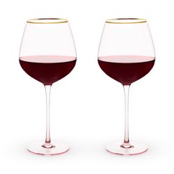 Twine 20 oz Rose Gold Crystal Wine Glass Set