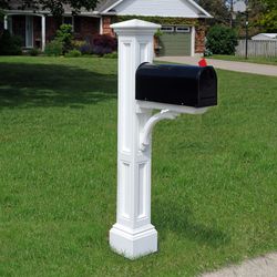 Mayne Charelston 58 in. Matte White Plastic Mailbox Post