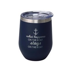 Pavilion We People 12 oz Navy BPA Free Boat/Anchor Wine Tumbler with Lid