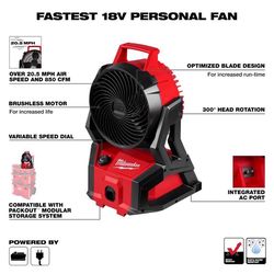 Milwaukee M18 16 in. H X 7 in. D Personal Fan