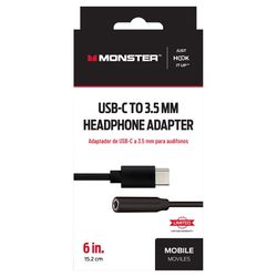 Monster Just Hook It Up USB-C to 3.5 mm Audio Jack Cable 6 in. Black