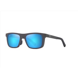 Maui Jim Moaka Sunglasses Unisex Matte Solid Grey Frame Blue Hawaii Lens Polarized