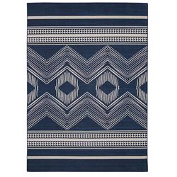 Linon Home Decor Hadrys 2 ft. W X 3 ft. L Ivory/Navy Boho Polyester Accent Rug