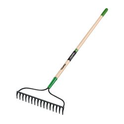 Truper Tru-Tough 59.75 in. 16 Tine Steel Bow Rake Wood Handle