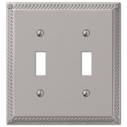 Amerelle Georgian Satin Nickel 2 gang Die-Cast Metal Toggle Wall Plate 1 pk