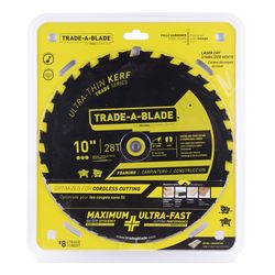 Trade A Blade 10 in. D X 5/8 in. Ultra Thin Kerf Carbide Saw Blade 28 teeth 1 pk