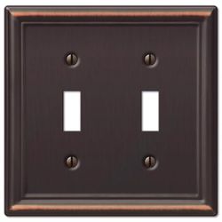 Amerelle Chelsea Aged Bronze 2 gang Stamped Steel Toggle Wall Plate 1 pk