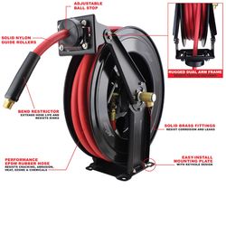 Milton 50 ft. L X 3/8 in. D EPDM Rubber Retractable Air Hose Reel 300 psi Black