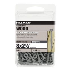 HILLMAN Fas-N-Tite No. 8 Ga. X 2-1/2 in. L Gray Phillips Bugle Head Deck Screws 50 pk