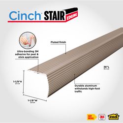 M-D Building Products CINCH 1.125 in. H X 1.125 in. W X 36 in. L Satin Nickel Aluminum Stair Edge