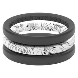 Groove Life Women's Thin Round Gray/White Wedding Band Elastomer/Silicone Water Resistant Size 4
