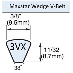 Mitsuboshi Maxstar Power EP-X Wedge Raw Edge Cogged V-Belt 0.38 in. W X 25 in. L For All Motors