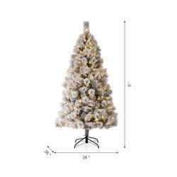 Glitzhome 6 ft. Pencil LED 300 ct Snow Flocked Pencil Pine Christmas Tree