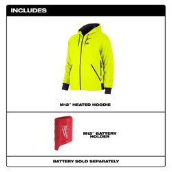 Milwaukee M12 M Long Sleeve Men's Hooded Heated Hoodie Hi-Viz Yellow
