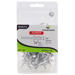 Surebonder 1/4 in. D X 3/8 in. Aluminum Rivets Silver 100 pk