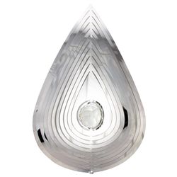 Spinfinity Designs Multi-color Stainless Steel 12 in. Crystal Mirror Teardrop Large Outdoor Spinner