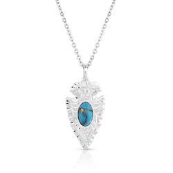 Montana Silversmiths Women's Chiseled Arrowhead Silver/Turquoise Necklace Water Resistant