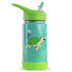 EcoVessel Frost 12 oz Ocean BPA Free Insulated Kids Water Bottle w/Straw