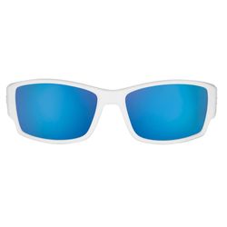 Flying Fisherman Razor Sunglasses Unisex Matte White Frame Smoke Blue Mirror Lens Polarized